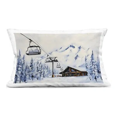Stupell Industries Winter Holiday Camper Party Decorative Printed Throw Pillow, Design By Henriette Chinaglia In Blue Winter Adventure Ski Lift