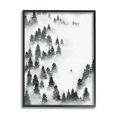 Stupell Industries Winter Ski Slopes Mountain Giclee Art By Ziwei Li In Midnight Black Framed Giclee