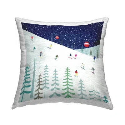 Stupell Industries Winter Ski Slopes Night Stars Outdoor Printed Pillow By Andrew Thornton In Blue;white