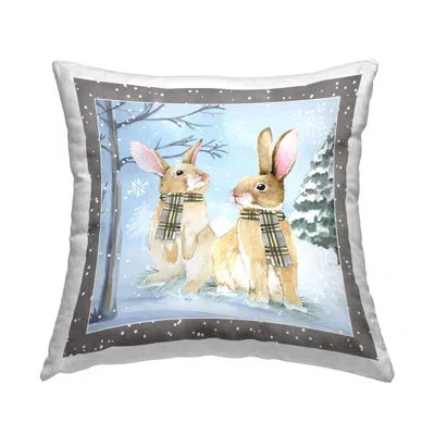 Stupell Industries Winter Snowy Rabbit Scarf Duo Printed Throw Pillow Design By Nd Art