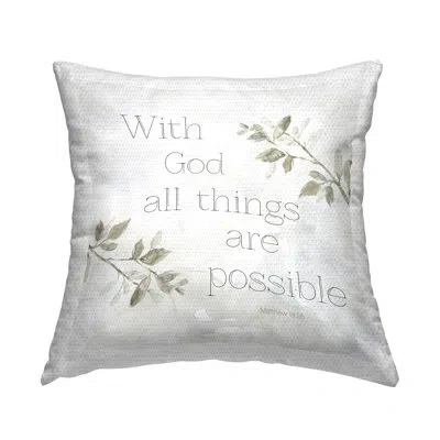 Stupell Industries With God All Things Sentiment Outdoor Printed Pillow By Carol Robinson In Gray