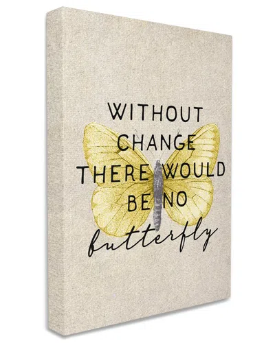 Stupell Industries Without Change There'd Be No Butterfly Quote Vintage Wings Stretched Canvas Wall In Brown