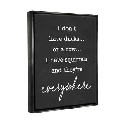 Stupell Industries Witty Ducks In A Row By Lettered And Lined - Floater Frame Print On Canvas In Jet Black Floater Frame