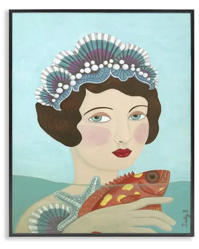 Stupell Industries Woman & Fish Framed Giclee Art In Multi