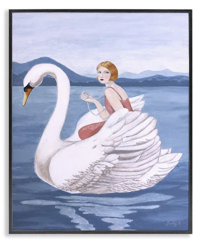 Stupell Industries Woman & Swan Lake Framed Giclee Art In Multi