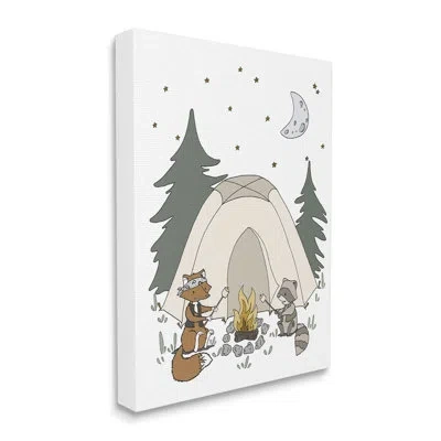 Stupell Industries Woodland Animals Camping Nature Tent Roasting Marshmallows By Sweet Melody Designs - Floater Frame G In Wrapped Canvas
