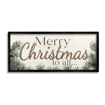 Stupell Industries " Woodland Christmas Typography Single Picture Frame " By Susie Boyer On Canvas In Midnight Black Framed Giclee