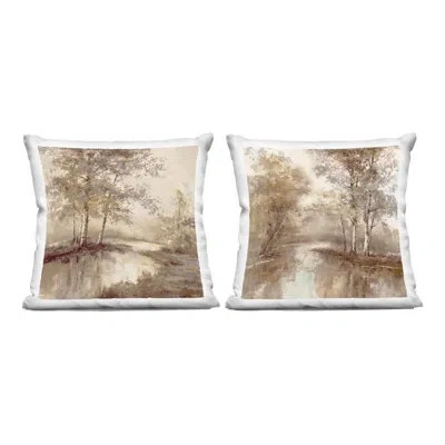 Stupell Industries Woodland Views In Sepia 2 Piece Decorative Printed Throw Pillow Set, Design By T.c. Chiu In Brown