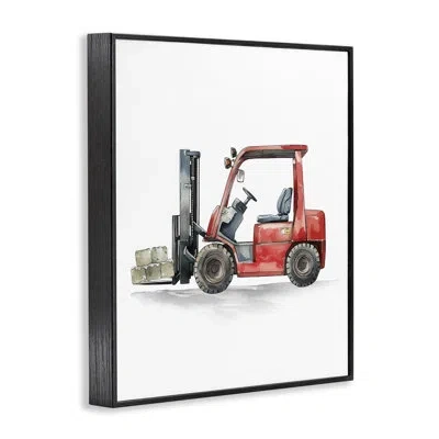 Stupell Industries Working Trucks Red Forklift Framed Giclee Art, Design By Christine Simpson Art In Midnight Black Framed Giclee