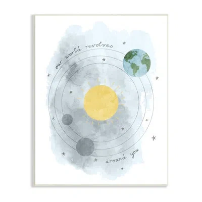 Stupell Industries World Revolves Around You Solar System Planetary By Daphne Polselli - Graphic Art In Wall Plaque