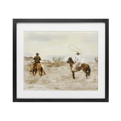 Stupell Industries Wrangling Cowboys Western Pair Framed Print Under Glass, Design By Marcus Prime In Midnight Black Frame