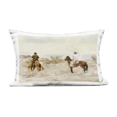 Stupell Industries Wrangling Cowboys Western Pair Outdoor Printed Pillow Design By Marcus Prime In Beige