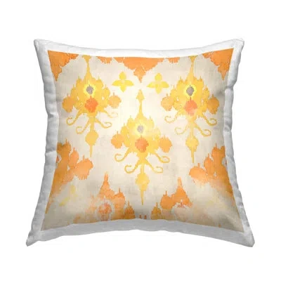 Stupell Industries Yellow Orange Damask Pattern Printed Throw Pillow Design By Evelia Designs In Beige
