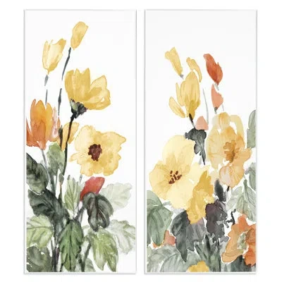 Stupell Industries Yellow Spring Flowers On Mdf 2 Pieces By Lanie Loreth Print