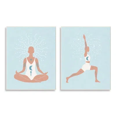 Stupell Industries Yoga Fitness Work Out Human Figure Meditatingnina Blue In Wrapped Canvas