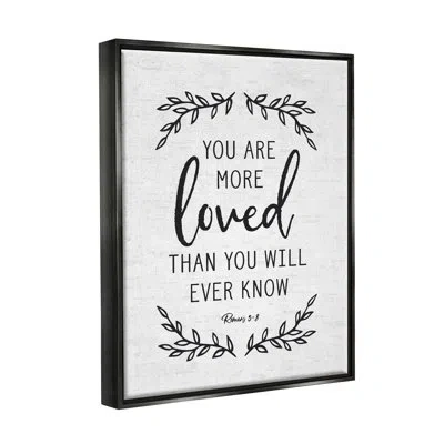 Stupell Industries You Are Loved By Lettered And Lined - Floater Frame Print On Canvas In Jet Black Floater Frame