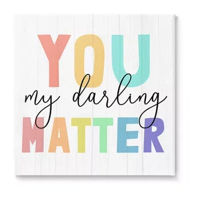 Stupell Industries You Darling Matter Rainbow Canvas Art In White