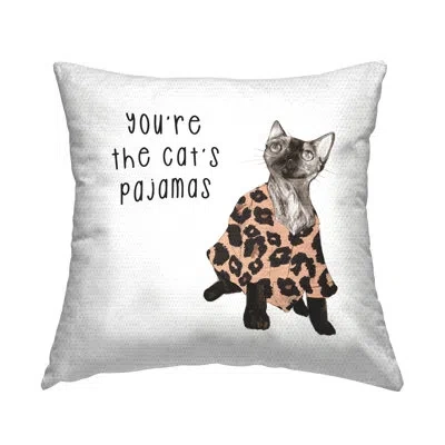 Stupell Industries You're The Cat's Pajamas Humor Outdoor Printed Pillow By Daphne Polselli In Black;white