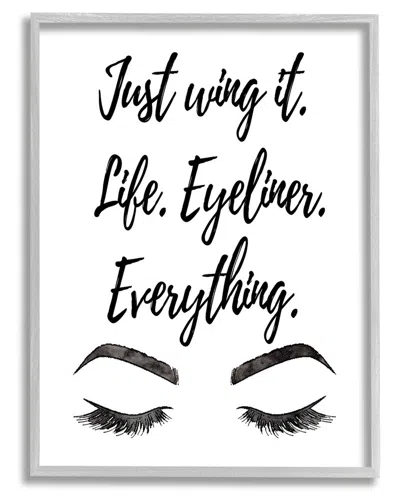STUPELL JUST WING IT EYELINER MAKEUP PHRASE FRAMED GICLEE WALL ART BY AMANDA GREENWOOD