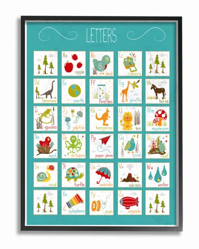Stupell Kids Alphabet Letter Chart Aqua By Karen Zukowski (finny And Zook) Framed Art