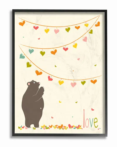 Stupell Love Bear With Heart Garland By Karen Zukowski (finny And Zook) Framed Art