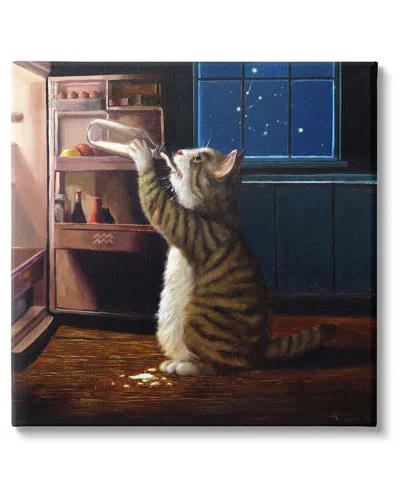 STUPELL MIDNIGHT SNACK AQUARIUS CAT CANVAS WALL ART BY LUCIA HEFFERNAN