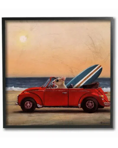 Stupell Mouse Beach Cruise Surf And Sand Car Black Framed Wall Art