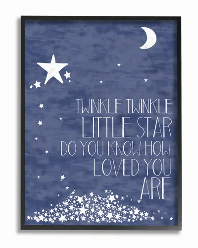 Stupell Navy Textural Twinkle Little Star Typography By Karen Zukowski (finny And Zook) Framed Art