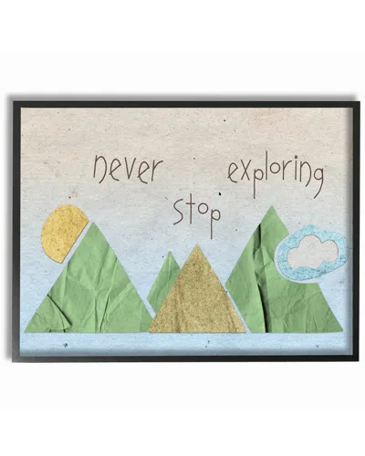 Stupell Never Stop Exploring Mountain Collage Blue By Daphne Polselli Framed Art