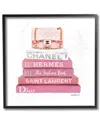 Stupell Pink Book Stack Fashion Handbag