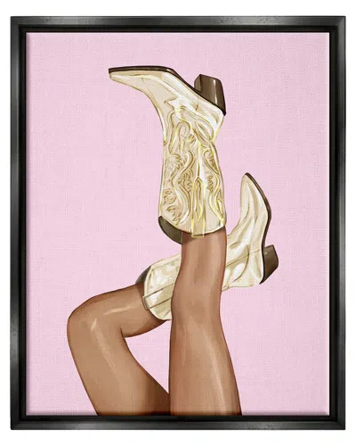 Stupell Pink Country Cowgirl Boots Framed Floater Canvas Wall Art By Ziwei Li