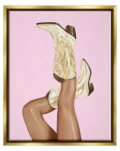 Stupell Pink Country Cowgirl Boots Framed Floater Canvas Wall Art By Ziwei Li