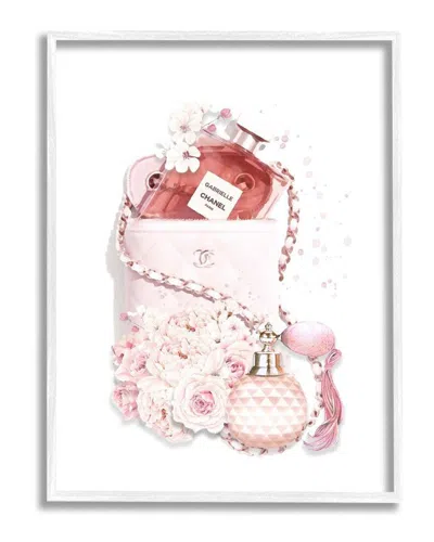 STUPELL STUPELL PINK DESIGNER BAG WITH CHIC FLORALS PAINT SPLATTER WALL ART