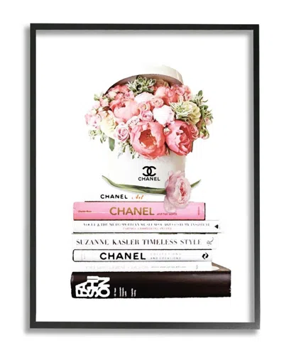 Stupell Pink Florals In Hat Box Glam Fashion Books Black Wall Art In Multi