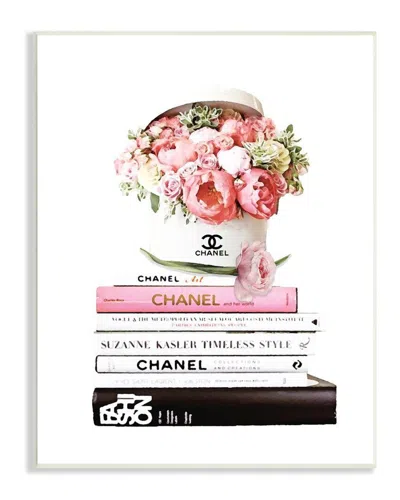 Stupell Pink Florals In Hat Box Glam Fashion Books Wall Art