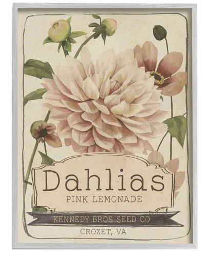 STUPELL PINK LEMONADE DAHLIAS VINTAGE FLORAL SEED PACKET BY STUDIO W WALL ART