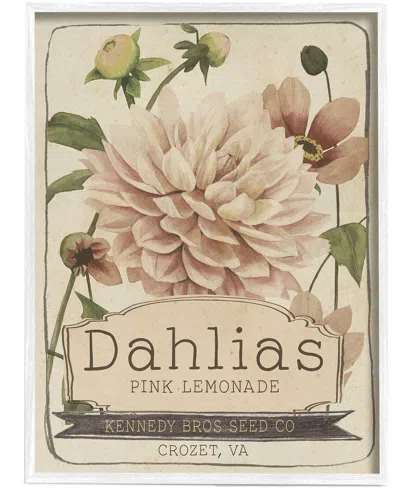 STUPELL PINK LEMONADE DAHLIAS VINTAGE FLORAL SEED PACKET BY STUDIO W WALL ART