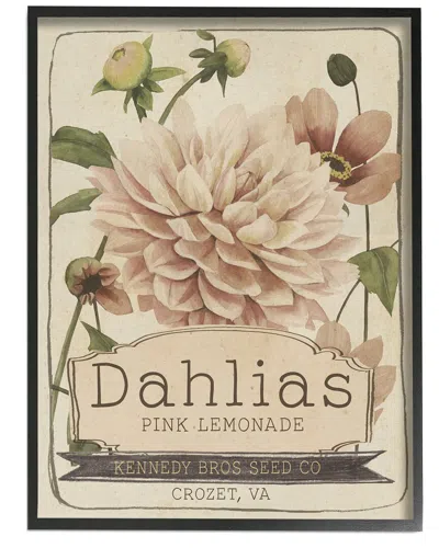STUPELL PINK LEMONADE DAHLIAS VINTAGE FLORAL SEED PACKET BY STUDIO W WALL ART