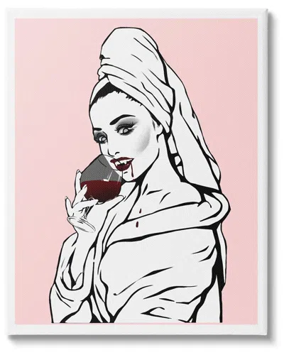 Stupell Pink Vampire Fashionista Drinking Wine Canvas Wall Art By Ziwei Li