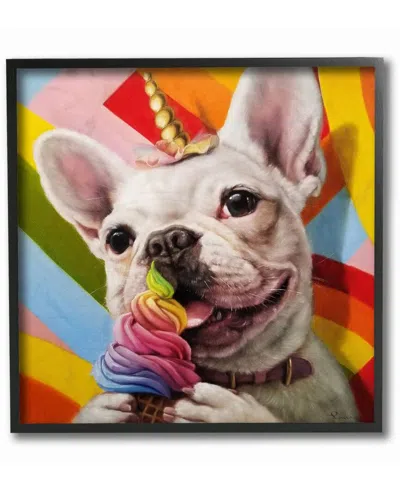 Stupell Rainbow French Bulldog Unicorn Ice Cream Colorful Wall Art