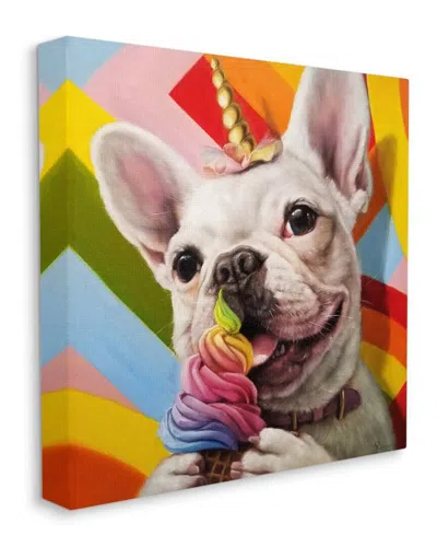 Stupell Rainbow French Bulldog Unicorn Ice Cream Colorful Wall Art