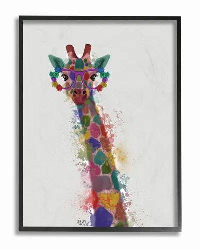 Stupell Rainbow Splash Giraffe In Glasses By Fab Funky Framed Art