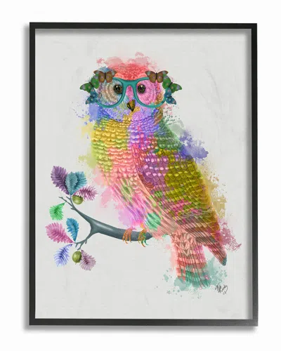 Stupell Rainbow Splash Owl In Glasses By Fab Funky Framed Art