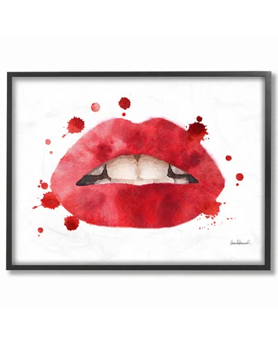 Stupell Red Lips Watercolor Splash By Amanda Greenwood Framed Art