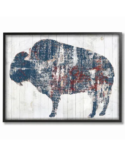 Stupell Red White Blue Bull Distressed Text By Sue Schlabach Framed Art