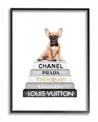 Stupell Relaxed Puppy Resting On Chic Women's Fashion Book Wall Art In White