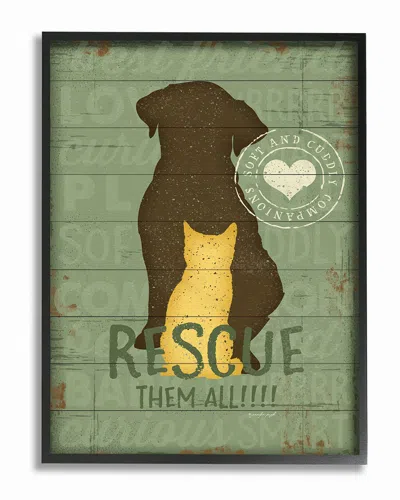 Stupell Rescue Them All Dog And Cat Silhouette By Jennifer Pugh Framed Art