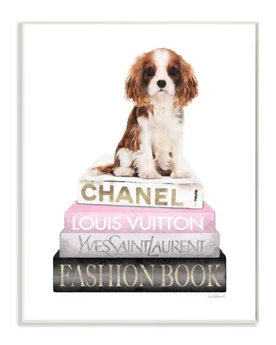 Stupell Resting Spaniel Puppy And Iconic Fashion Book Wall Art In White