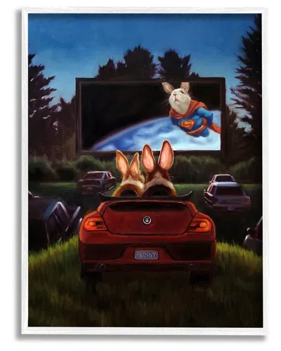 Stupell Romantic Bunny Movie Drive-in Framed Giclee Wall Art By Lucia Heffernan