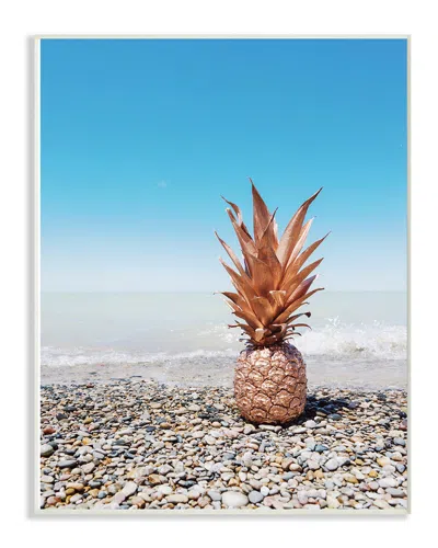 Stupell Rose Gold Metallic Pineapple On Beach With Blue Sky By Daphne Polselli